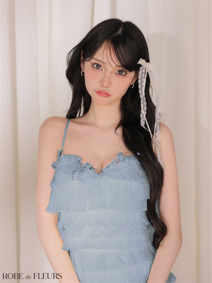 ROBE de FLEURS ローブドフルール 【XSサイズあり】フラワーレースティアードフリルミニキャバドレス fm4673