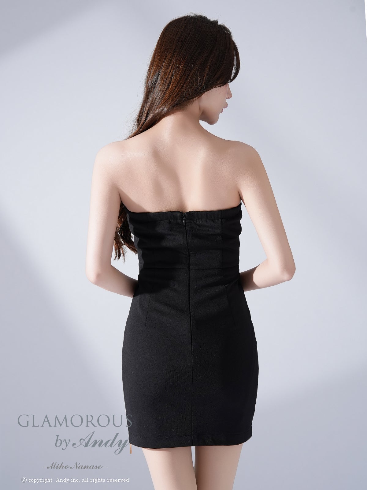GLAMOROUS バックル カウルドレープ ベアトップ タイト ミニドレス gms-v905
