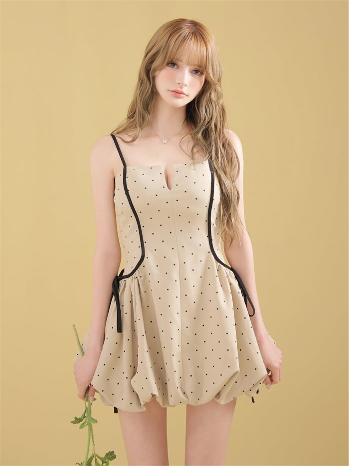 ROBE de FLEURS ローブドフルール ドット柄バルーンミニキャバドレス fm4702
