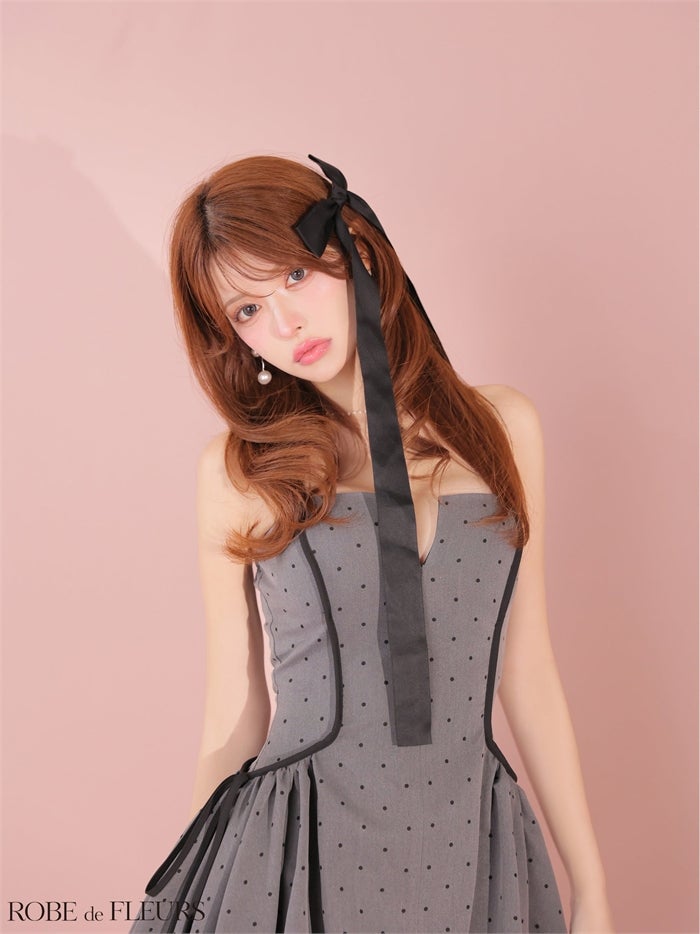 ROBE de FLEURS ローブドフルール ドット柄バルーンミニキャバドレス fm4702