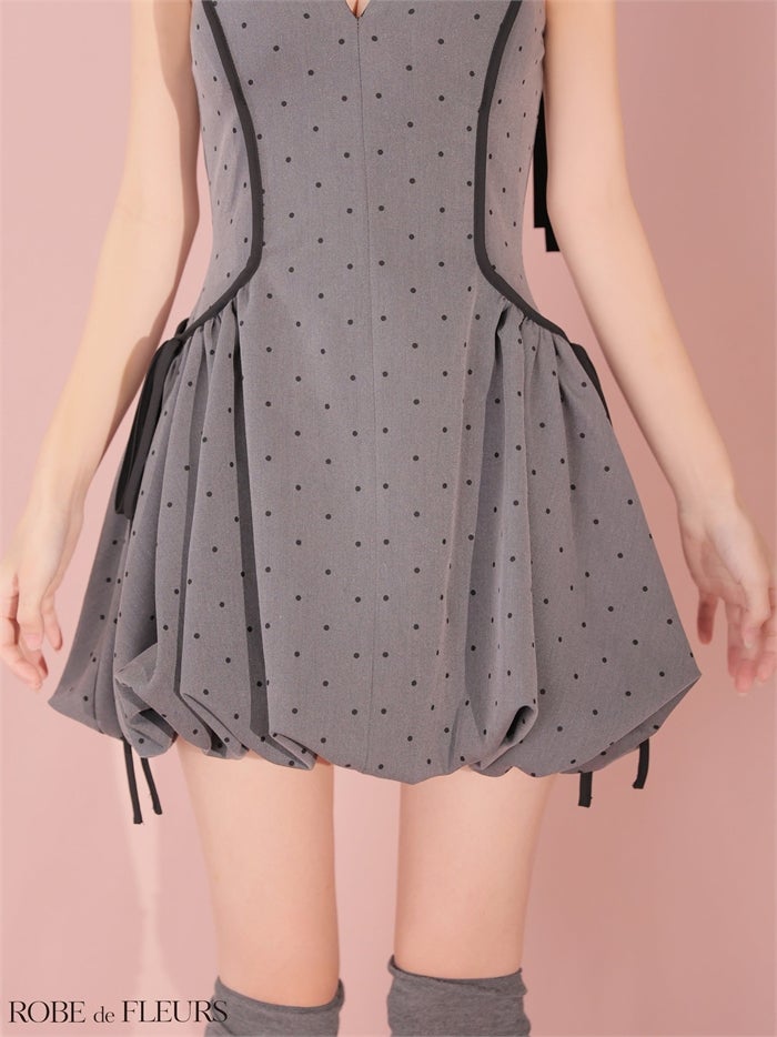 ROBE de FLEURS ローブドフルール ドット柄バルーンミニキャバドレス fm4702