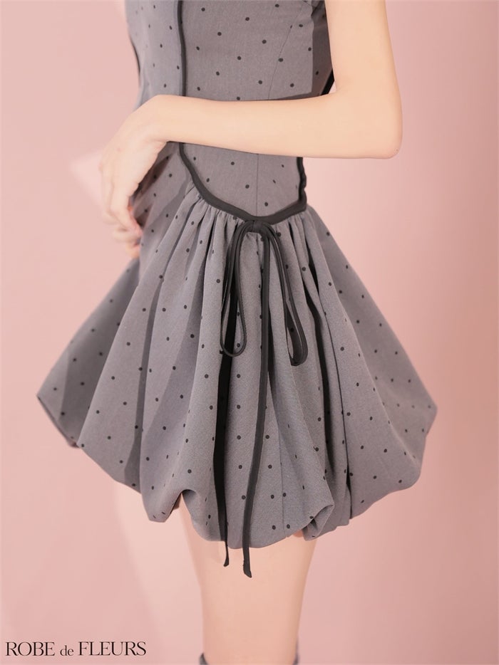 ROBE de FLEURS ローブドフルール ドット柄バルーンミニキャバドレス fm4702