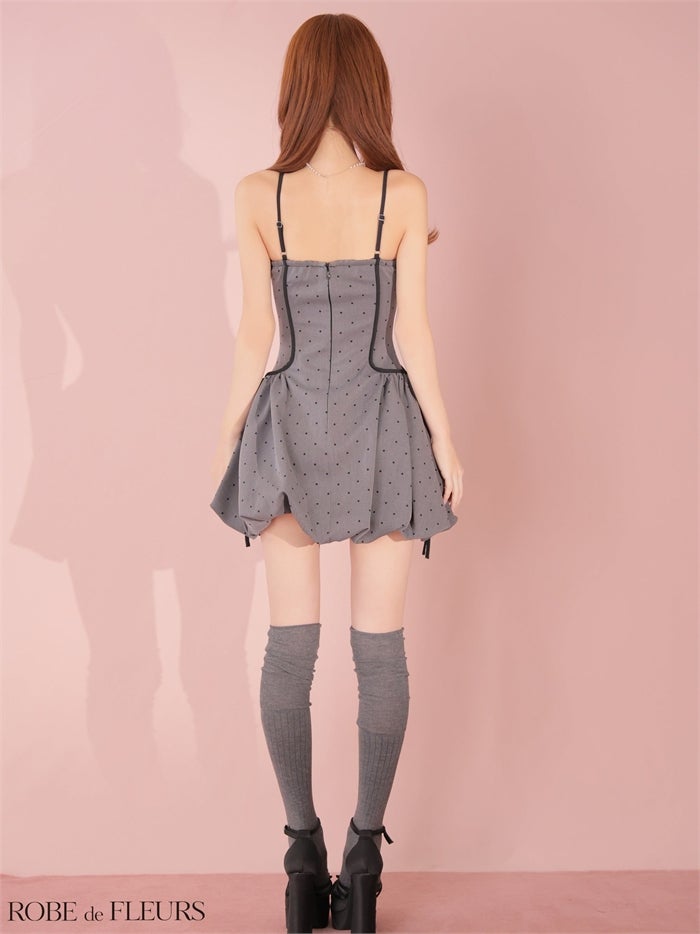 ROBE de FLEURS ローブドフルール ドット柄バルーンミニキャバドレス fm4702