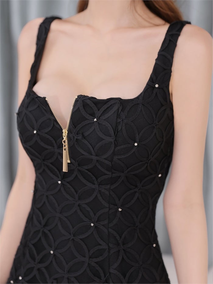 ROBE de FLEURS ローブドフルール フラワーレースジップフレアミニキャバドレス fm4919-c