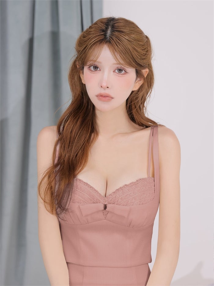 ROBE de FLEURS ローブドフルール リボンセットアップフレアミニキャバドレス fm4198-c