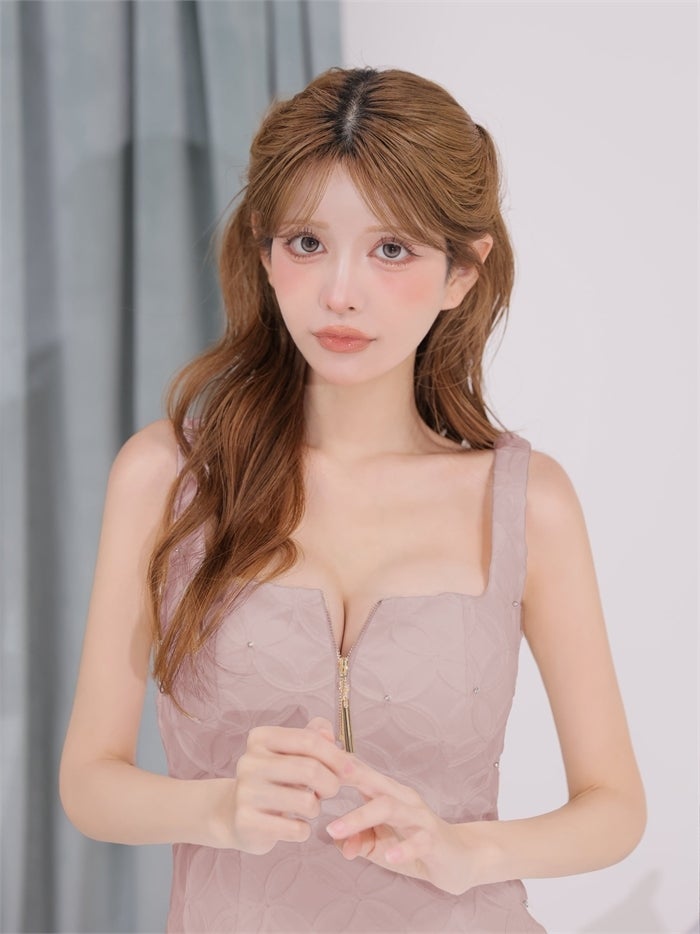 ROBE de FLEURS ローブドフルール フラワーレースジップフレアミニキャバドレス fm4919