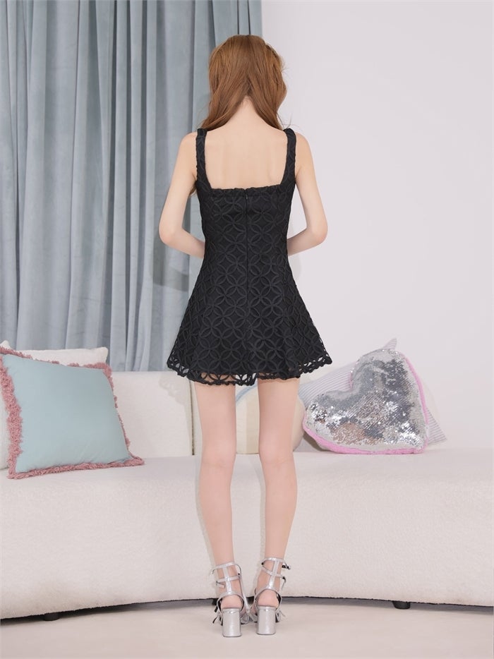 ROBE de FLEURS ローブドフルール フラワーレースジップフレアミニキャバドレス fm4919