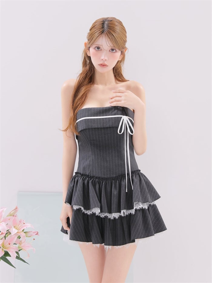 ROBE de FLEURS anier.ROBE ローブドフルール アニエルローブ Sweet Edge Stripe Dress fm-anier4091-c
