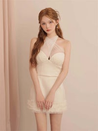 ROBE de FLEURS ローブドフルール シアークロスホルターネックセットアップミニキャバドレス fm4698-c