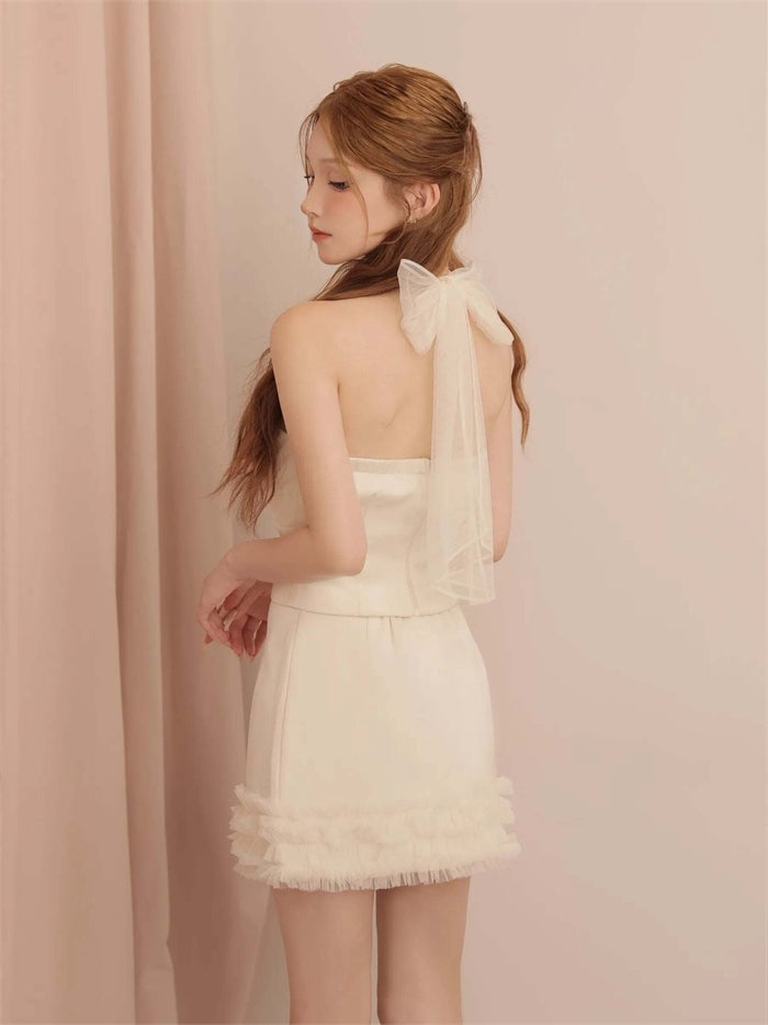 ROBE de FLEURS ローブドフルール シアークロスホルターネックセットアップミニキャバドレス fm4698-c