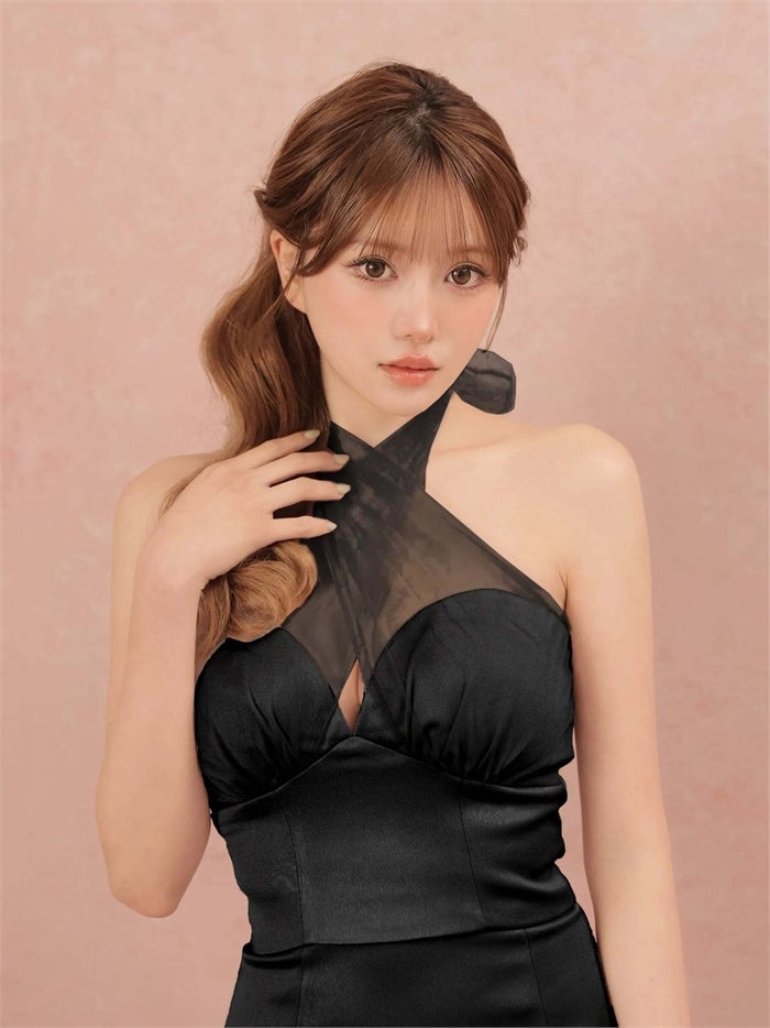 ROBE de FLEURS ローブドフルール シアークロスホルターネックセットアップミニキャバドレス fm4698-c
