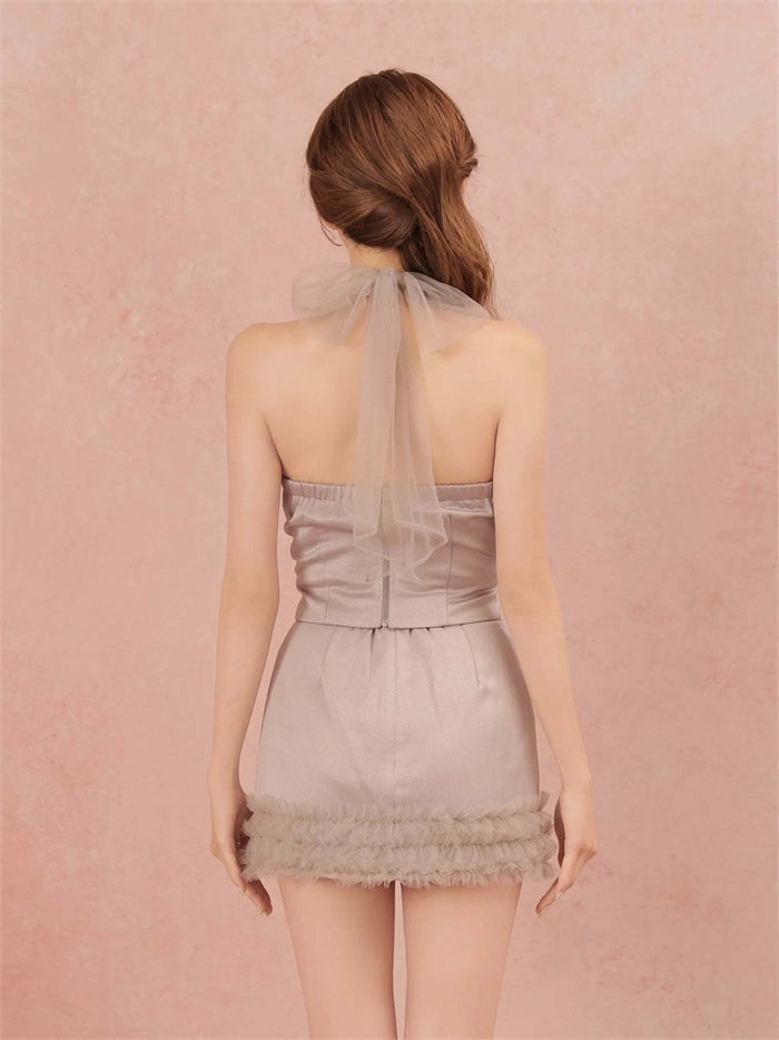 ROBE de FLEURS ローブドフルール シアークロスホルターネックセットアップミニキャバドレス fm4698-c