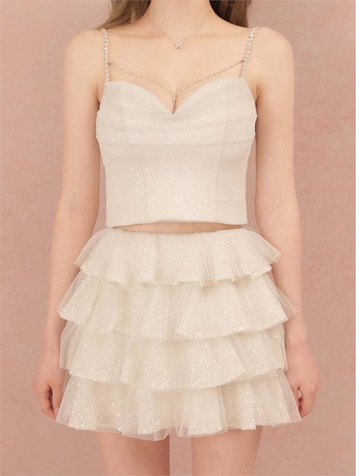 ROBE de FLEURS ローブドフルール ビジューラメチュールフレアセットアップミニキャバドレス fm4939