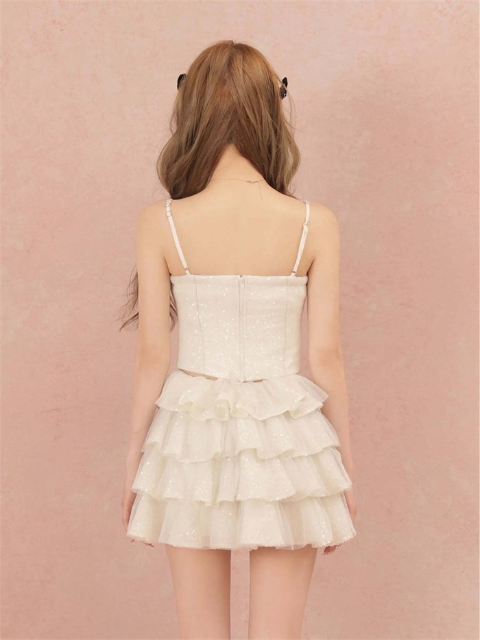 ROBE de FLEURS ローブドフルール ビジューラメチュールフレアセットアップミニキャバドレス fm4939