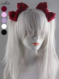 リボンヘアピン 髪飾り コスプレ小物  ホワイト ブラック ピンク ラベンダー レッド vcsit-26045-ja