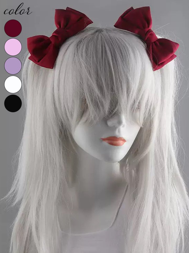 リボンヘアピン 髪飾り コスプレ小物  ホワイト ブラック ピンク ラベンダー レッド vcsit-26045-ja