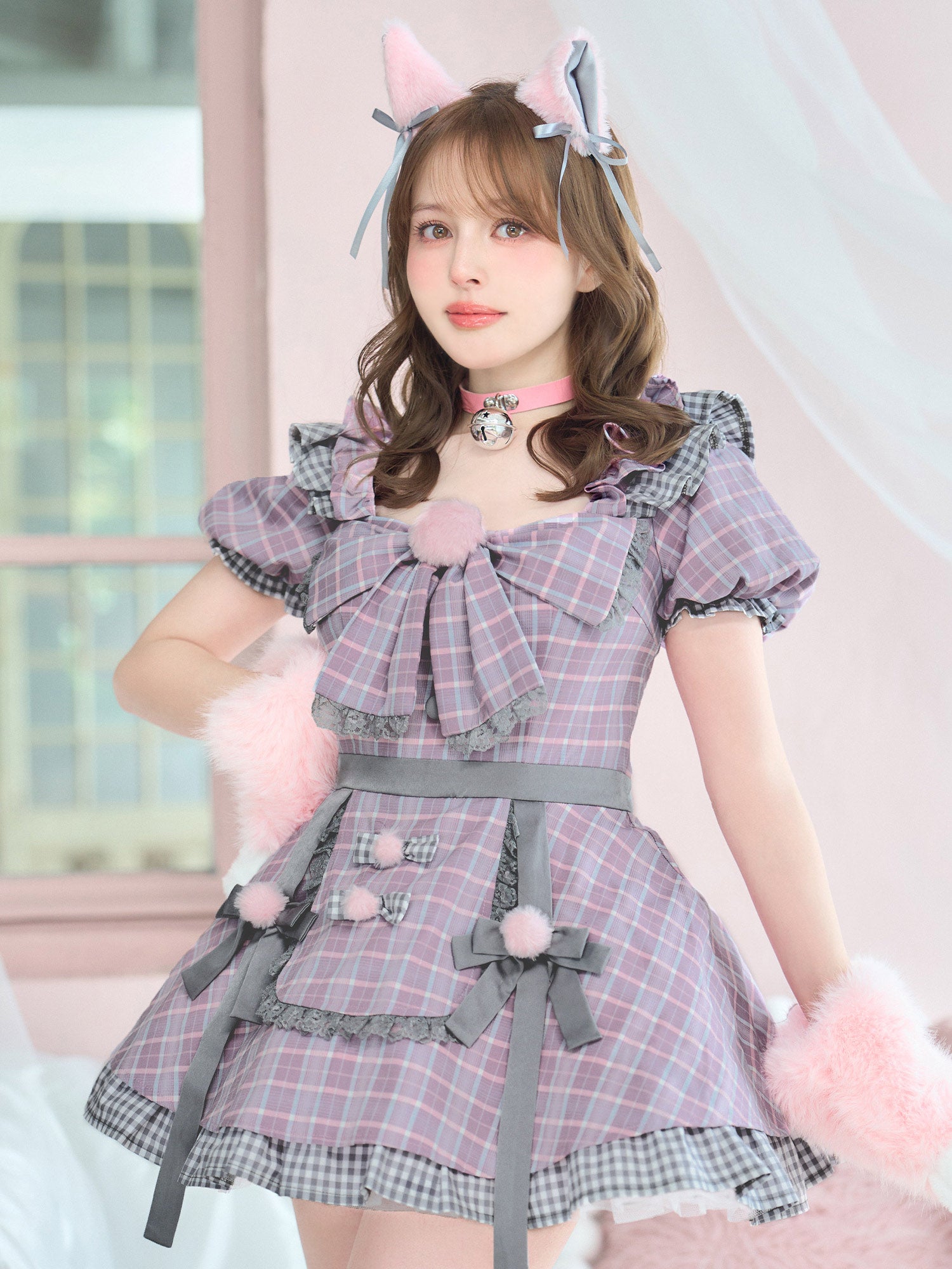 【3点セット】vanityME. × MIYANISHIYAMA おすましネコちゃんドレス ピンク vcsct-260152-1-ac
