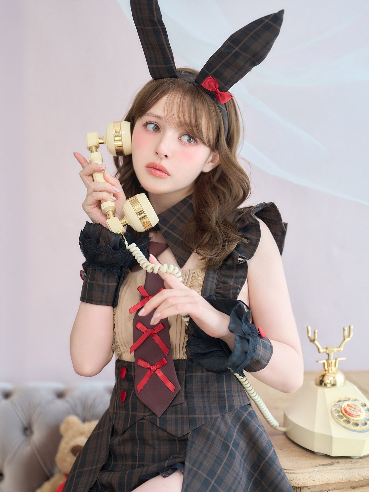 【6点セット】BITTER chocolate ビターチョコレート チェックバニー ブラウン vcsbn-260153-1-ac