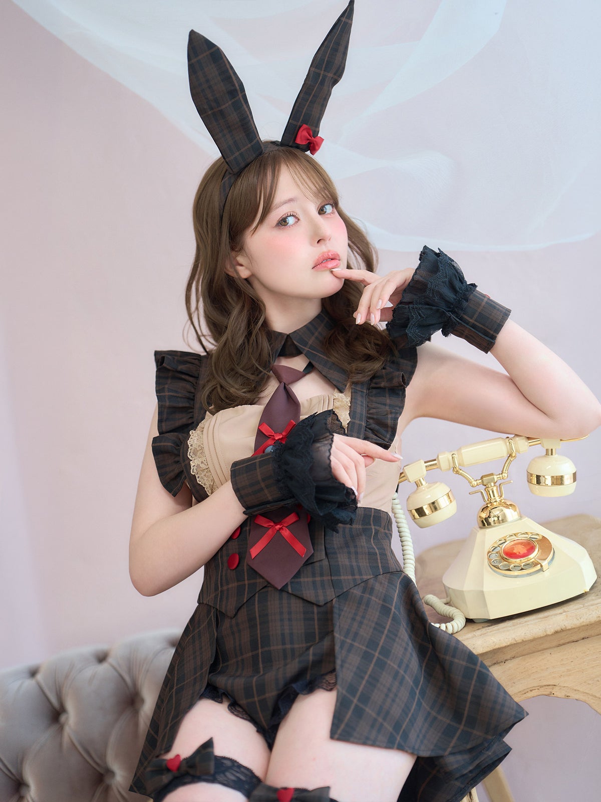 【6点セット】BITTER chocolate ビターチョコレート チェックバニー ブラウン vcsbn-260153-1-ac