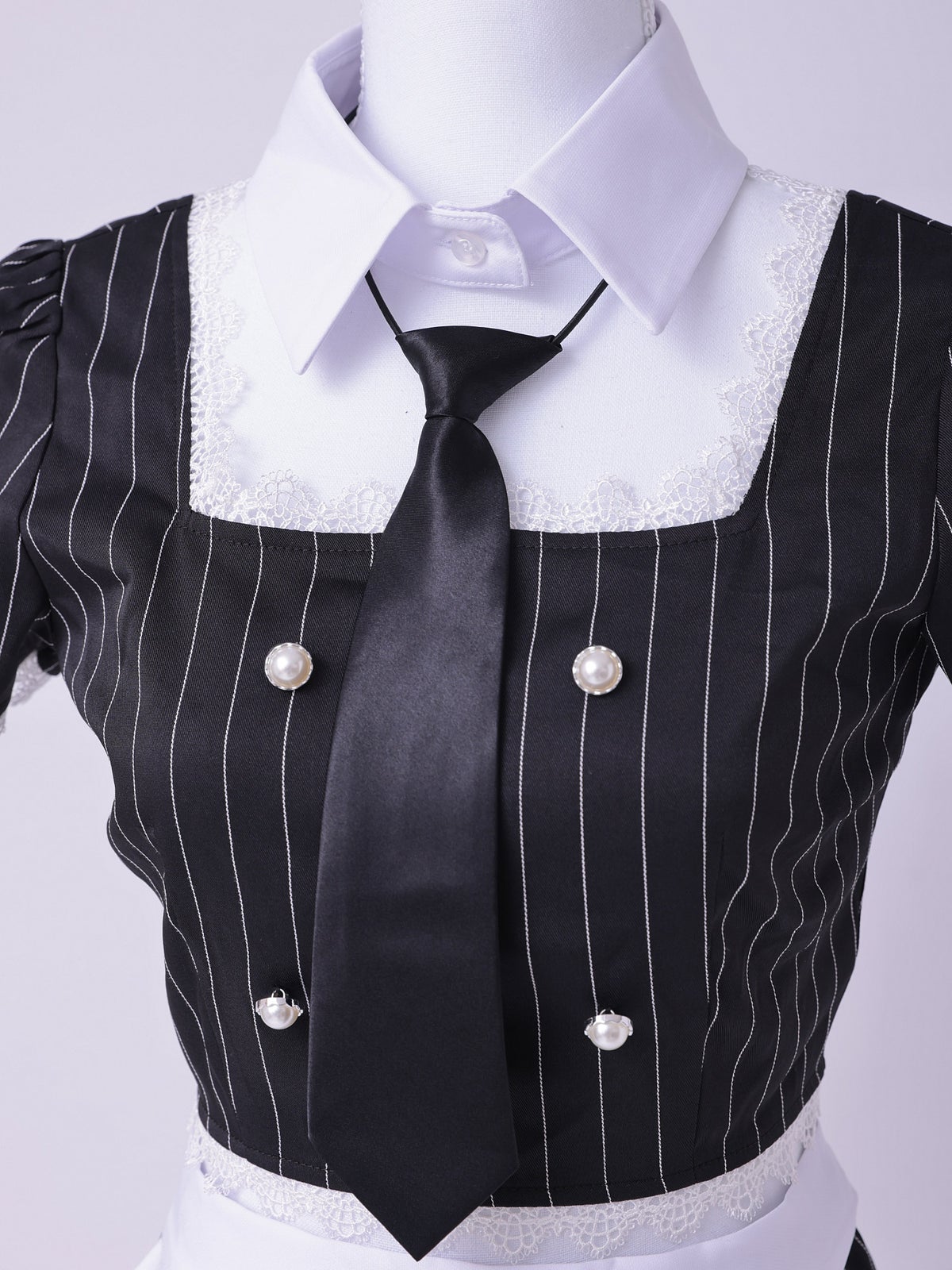 【6点セット】STRIPE Maid ストライプメイド グレー vcsot-220563-3-wh