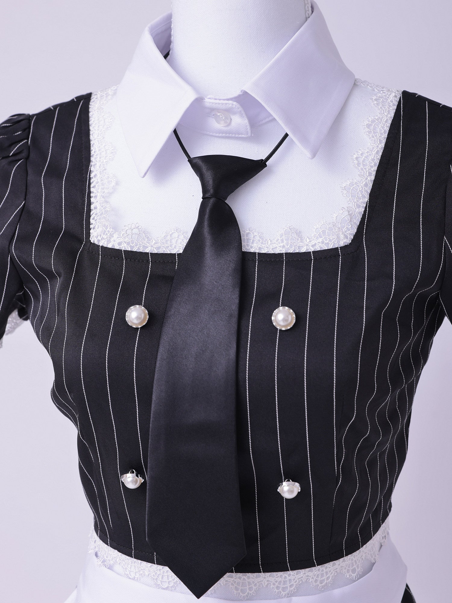 【6点セット】STRIPE Maid ストライプメイド グレー vcsot-220563-3-wh