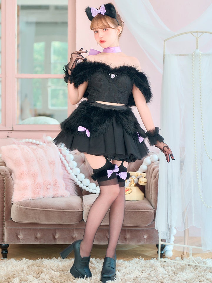 【7点セット】Lady Marie Lady Marie レディマリー ファーリボンキャット ブラック vcsct-260155-na