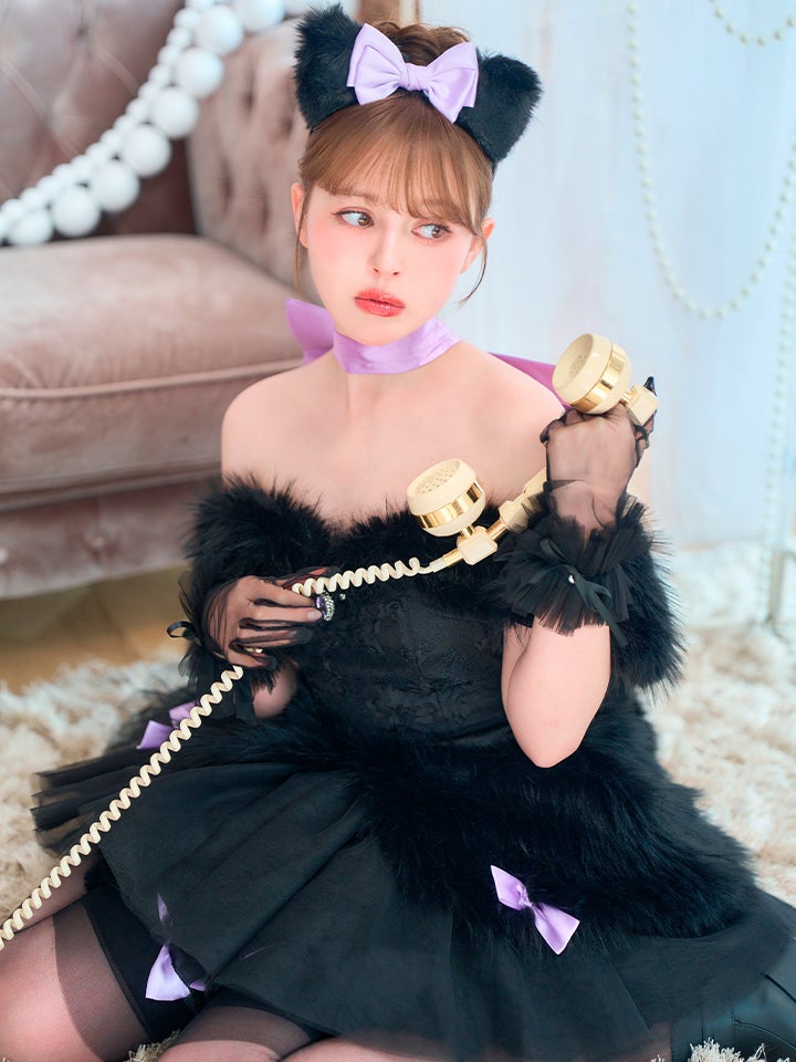 【7点セット】Lady Marie Lady Marie レディマリー ファーリボンキャット ブラック vcsct-260155-na