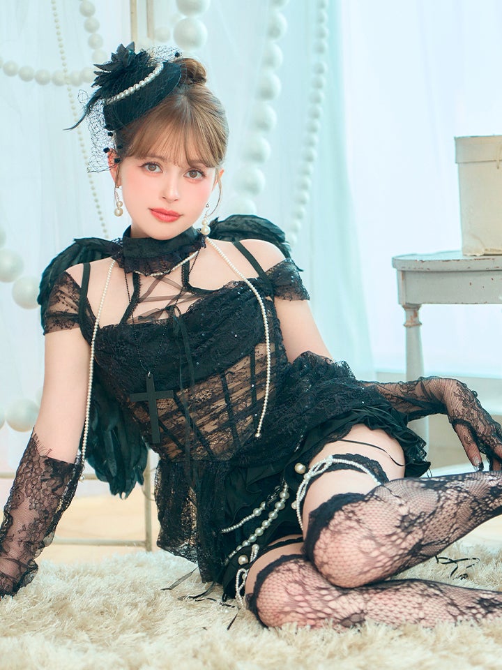 【7点セット】MARIA with fabulous Lace マリアウィズファビュラスレース レースエンジェル ブラック vcsot-260530-2-ac