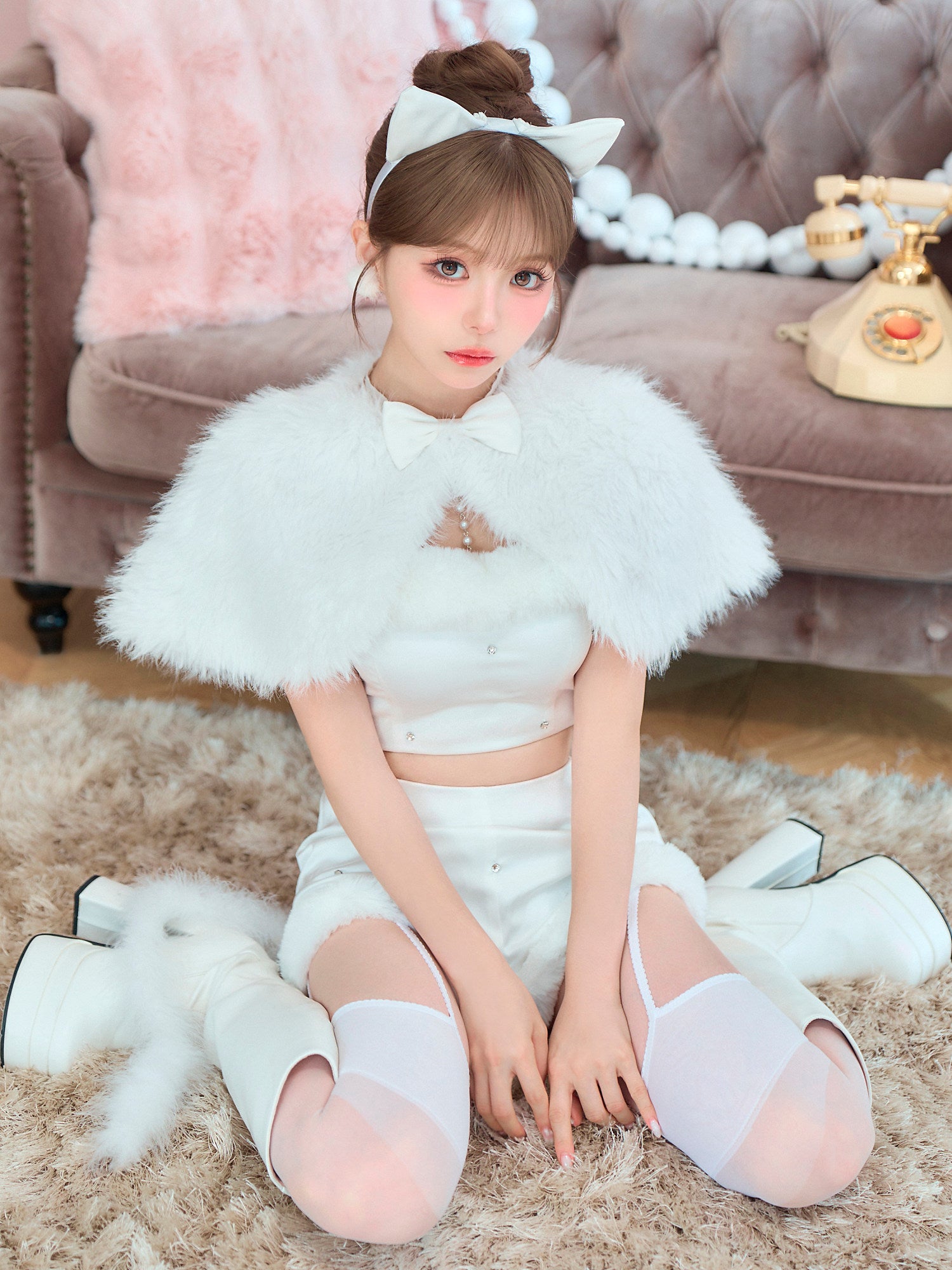 【5点セット】Salty CAT ソルティキャット ファーケープキャット ホワイト vcsct-260162-1