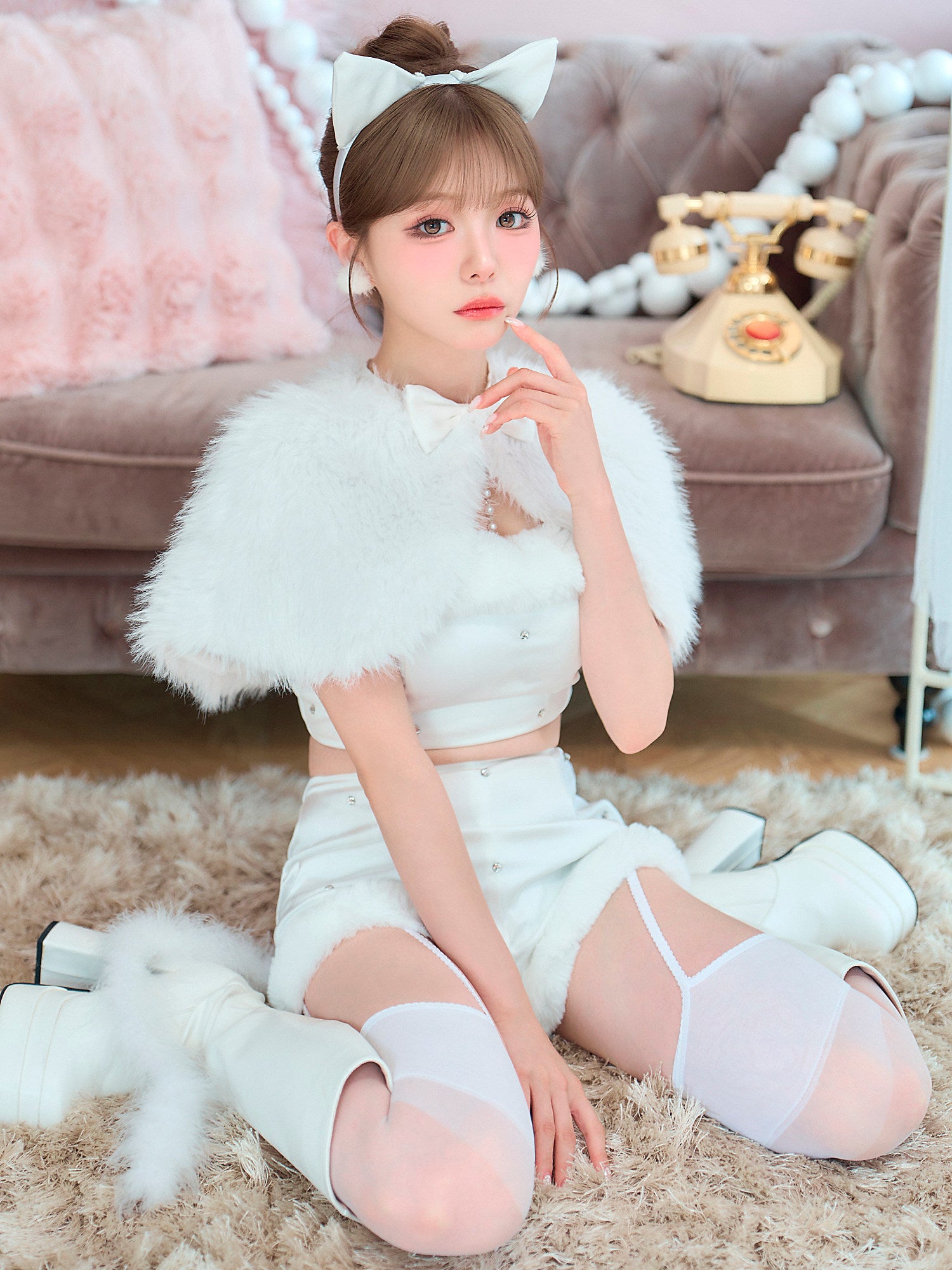【5点セット】Salty CAT ソルティキャット ファーケープキャット ホワイト vcsct-260162-1