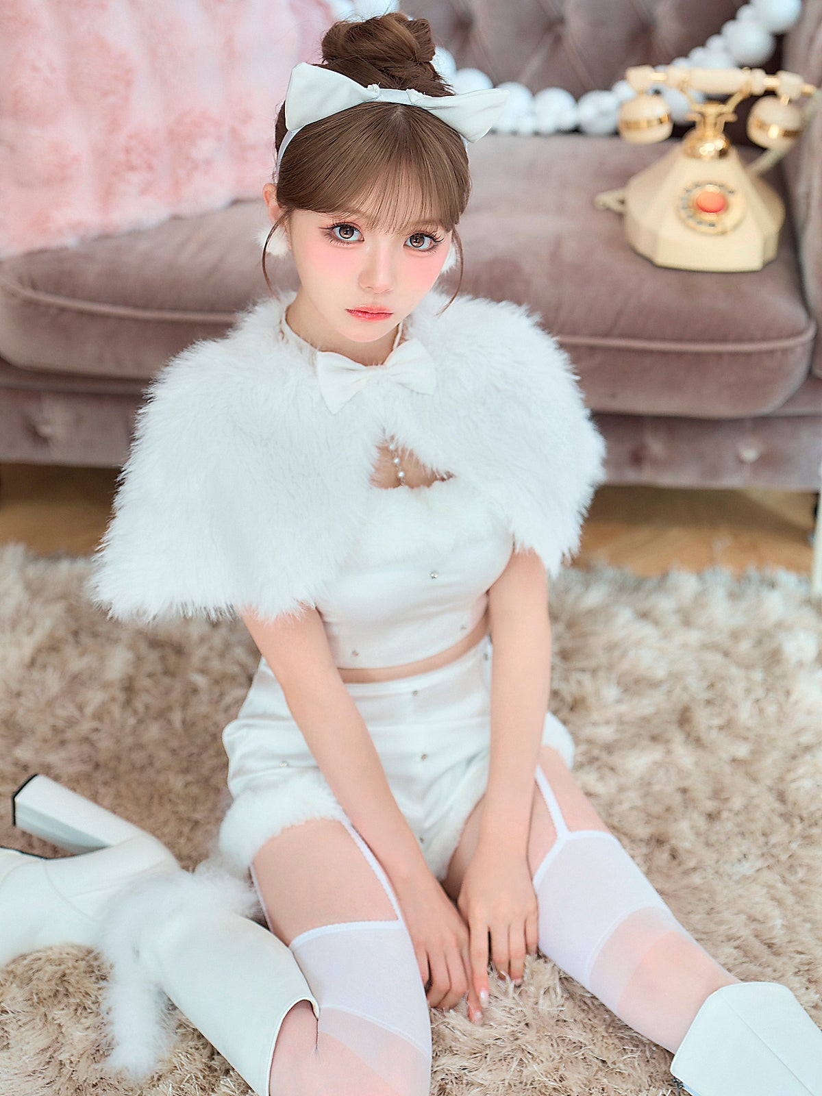 【5点セット】Salty CAT ソルティキャット ファーケープキャット ホワイト vcsct-260162-1