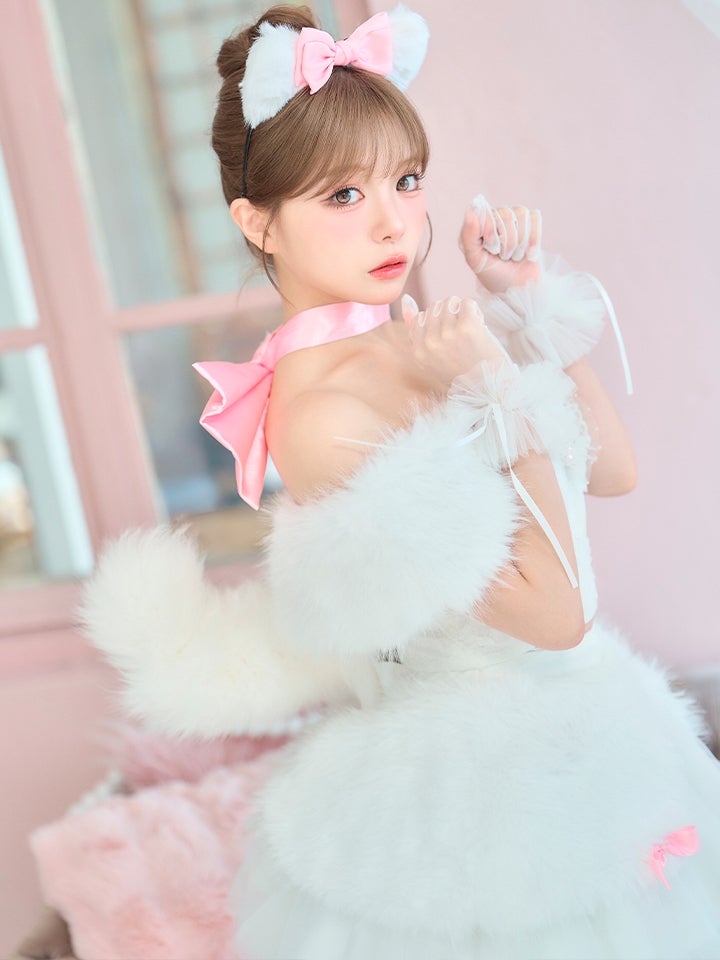 【7点セット】Lady Marie Lady Marie レディマリー ファーリボンキャット ホワイト vcsct-260155-1-na