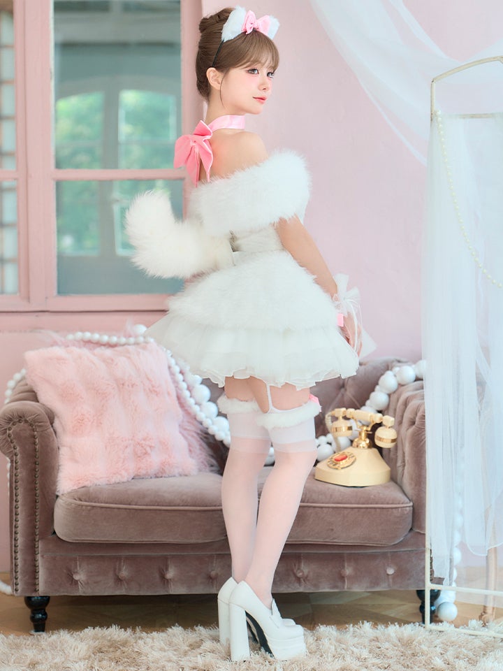 【7点セット】Lady Marie Lady Marie レディマリー ファーリボンキャット ホワイト vcsct-260155-1-na