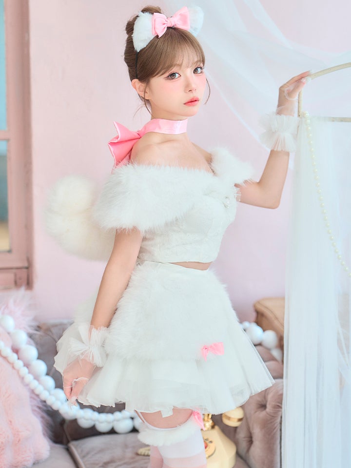 【7点セット】Lady Marie Lady Marie レディマリー ファーリボンキャット ホワイト vcsct-260155-1-na