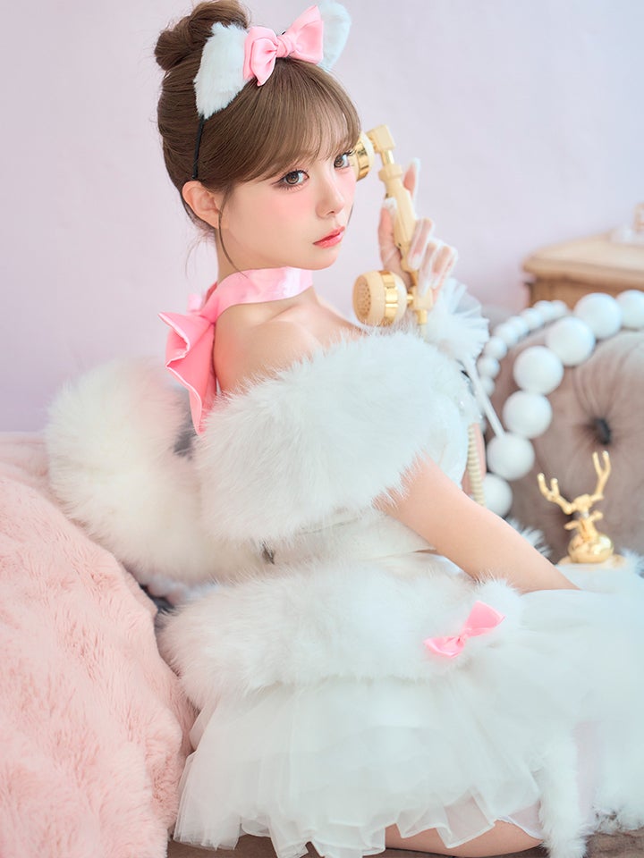 【7点セット】Lady Marie Lady Marie レディマリー ファーリボンキャット ホワイト vcsct-260155-1-na