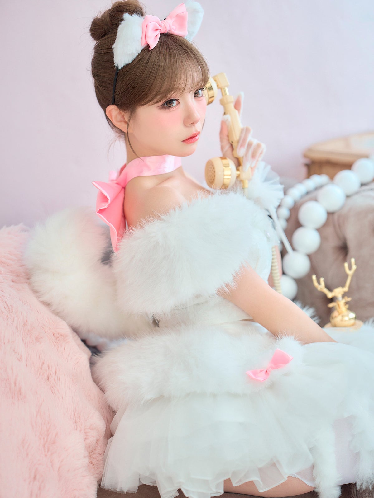 【7点セット】Lady Marie Lady Marie レディマリー ファーリボンキャット ホワイト vcsct-260155-1-na