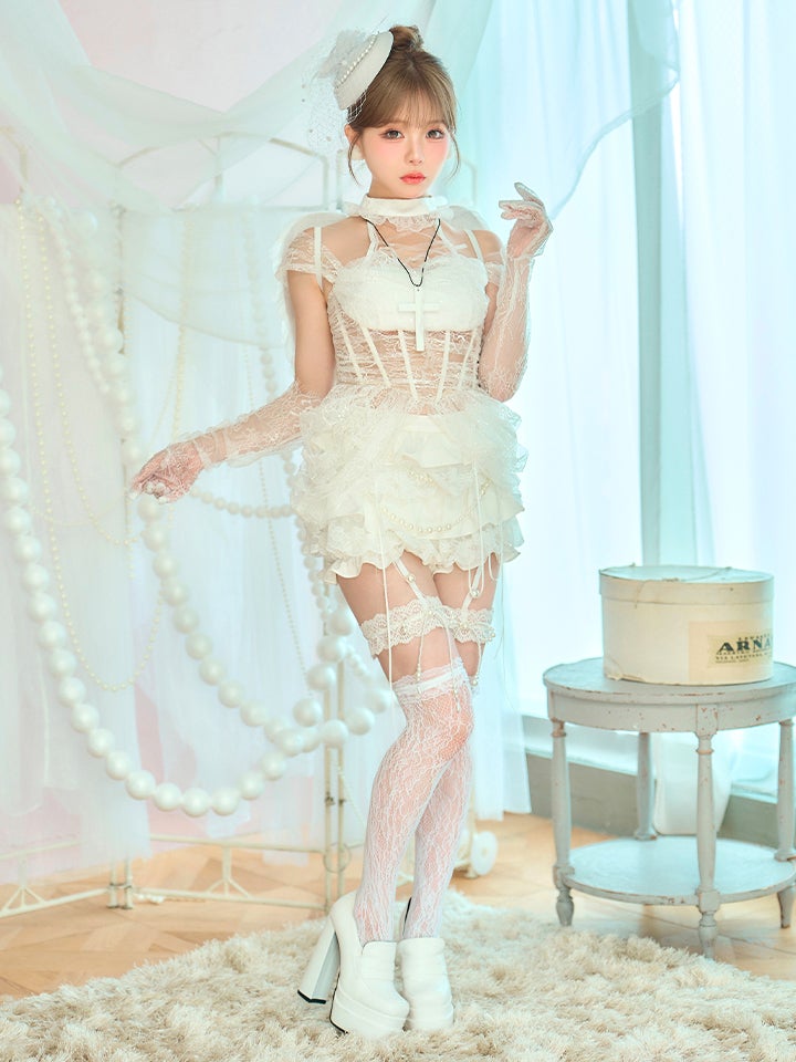 【7点セット】MARIA with fabulous Lace マリアウィズファビュラスレース レースエンジェル ホワイト vcsot-260530-1a