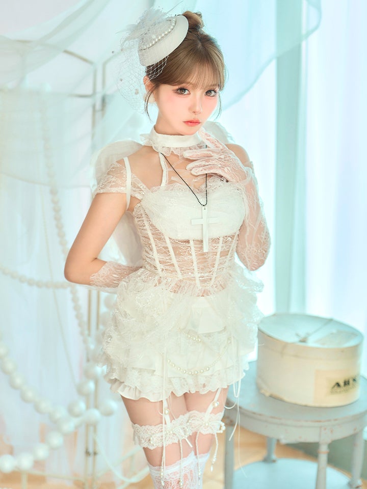 【7点セット】MARIA with fabulous Lace マリアウィズファビュラスレース レースエンジェル ホワイト vcsot-260530-1a