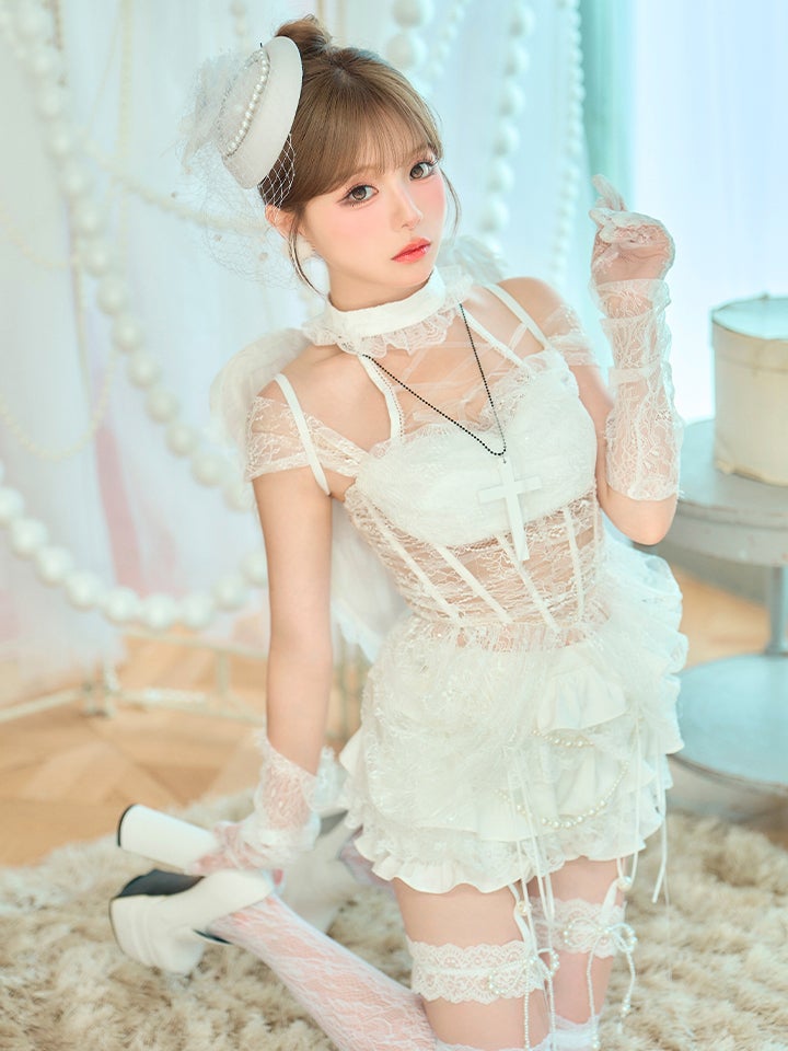 【7点セット】MARIA with fabulous Lace マリアウィズファビュラスレース レースエンジェル ホワイト vcsot-260530-1a