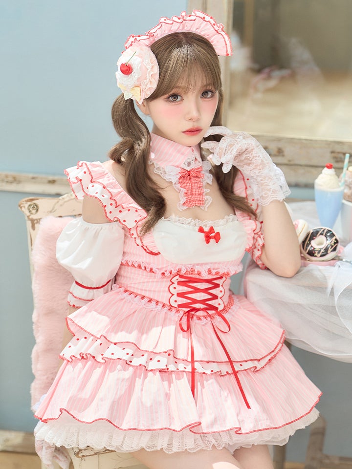 【4点セット】SUMMER WHIP STRIPE ちゃん サマーホイップ ストライプ ブルー ピンク vcsmd-260151-my-ac