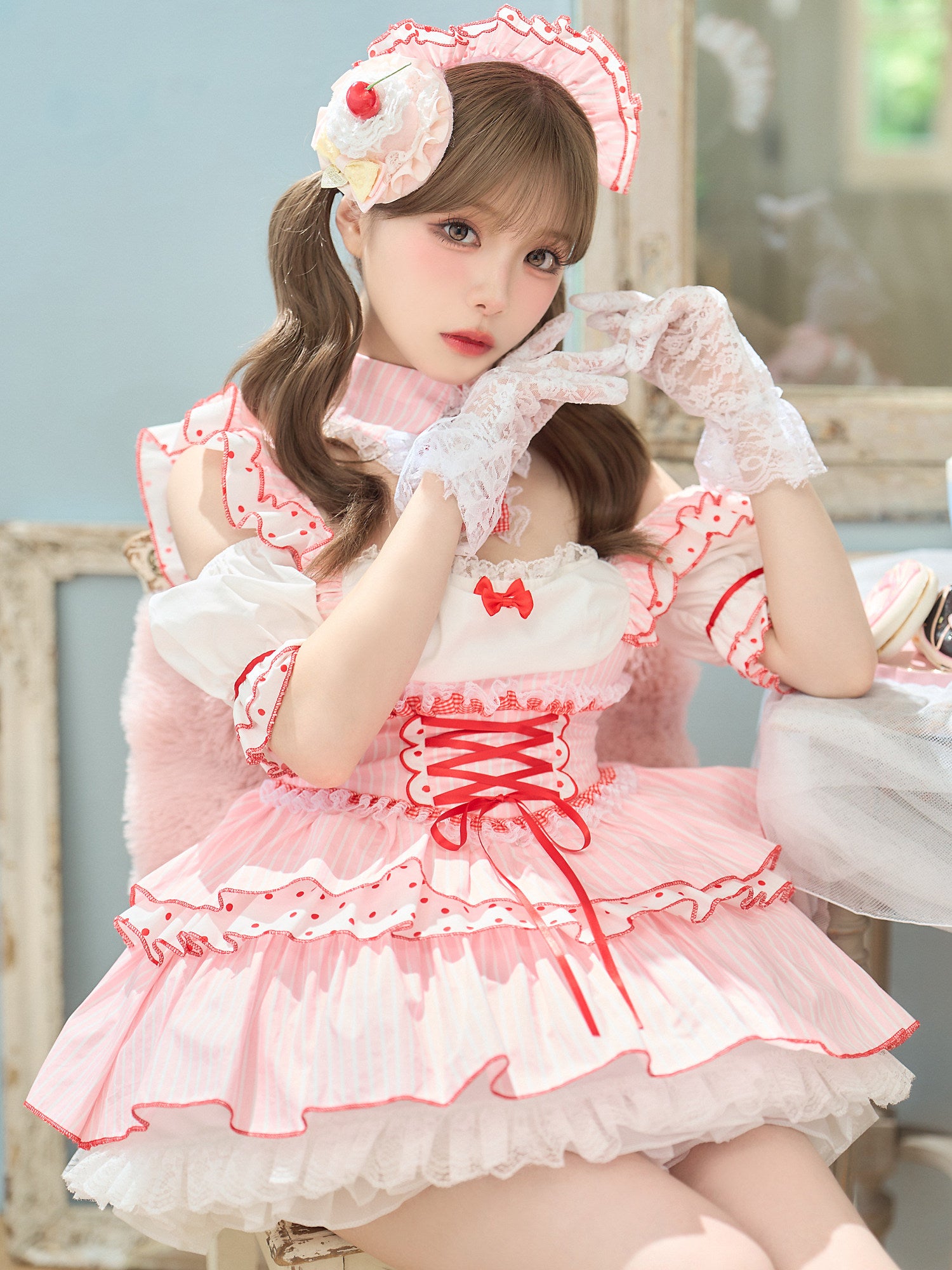 【4点セット】SUMMER WHIP STRIPE ちゃん サマーホイップ ストライプ ブルー ピンク vcsmd-260151-my-ac