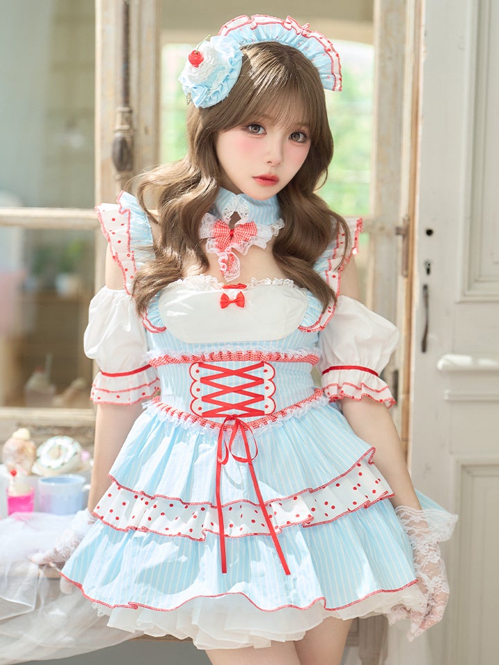 【4点セット】SUMMER WHIP STRIPE ちゃん サマーホイップ ストライプ ブルー ピンク vcsmd-260151-my-ac