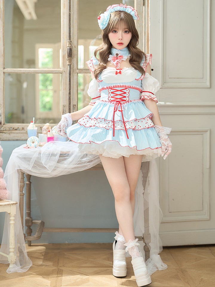 【4点セット】SUMMER WHIP STRIPE ちゃん サマーホイップ ストライプ ブルー ピンク vcsmd-260151-my-ac