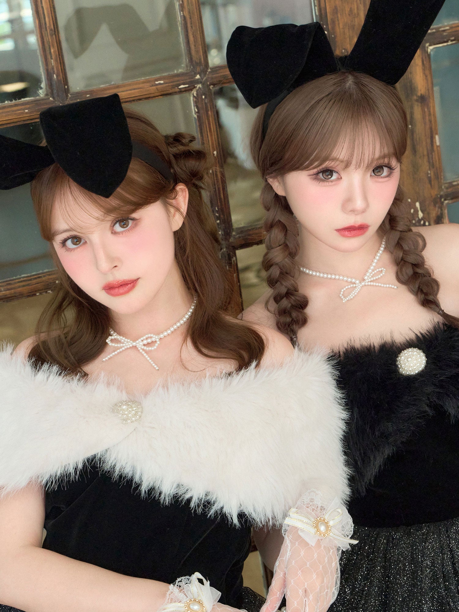 【2点セット】Mademoiselle Noble Bunny マドモアゼルノーブルバニー ファーフレアバニー ブラック×ブラック vcsbn-26010-1-my-wh