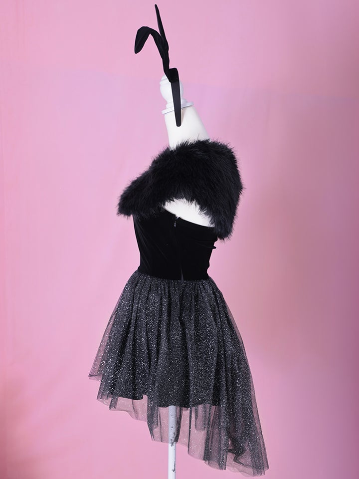 【2点セット】Mademoiselle Noble Bunny マドモアゼルノーブルバニー ファーフレアバニー ブラック×ブラック vcsbn-26010-1-my-wh