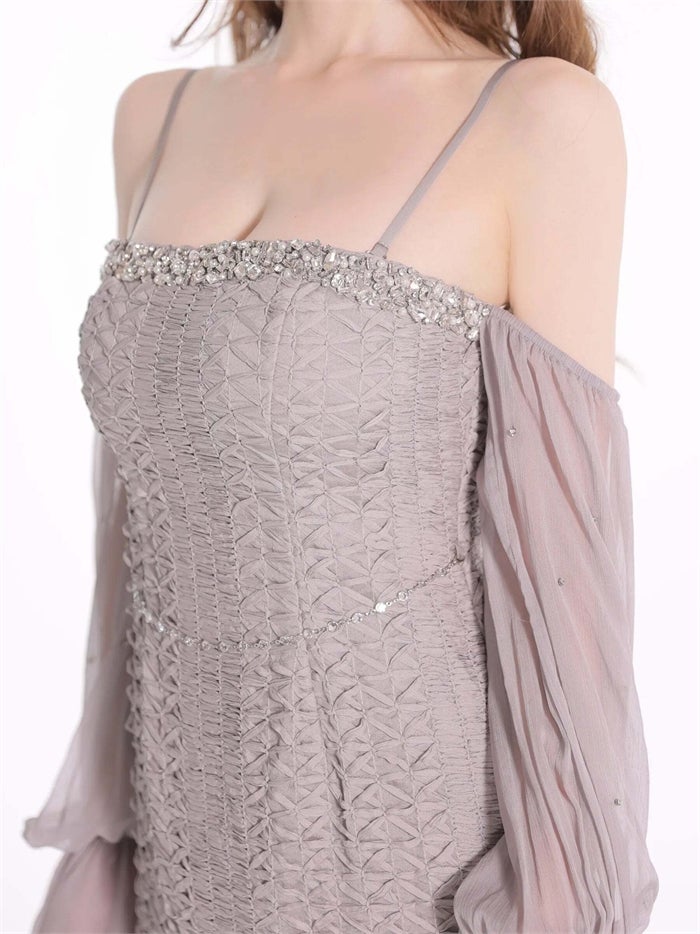 ROBE de FLEURS ローブドフルール ビジューラインフリルスリーブミニキャバドレス fm5011-c