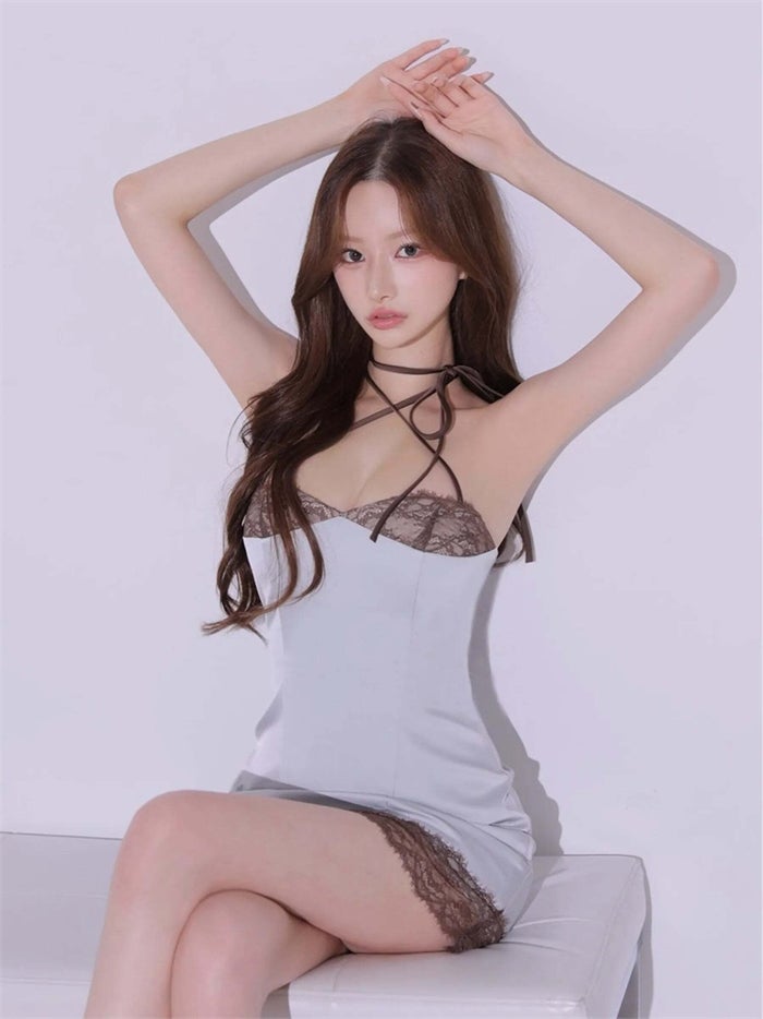 ROBE de FLEURS anier.ROBE ローブドフルール アニエルローブ Jade Satin Lace Trim Dress fm-anier4096-c