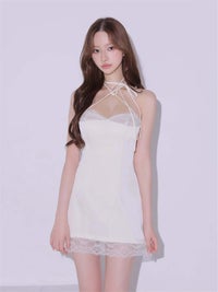 ROBE de FLEURS anier.ROBE ローブドフルール アニエルローブ Jade Satin Lace Trim Dress fm-anier4096-c