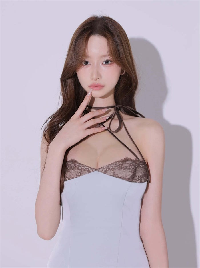 ROBE de FLEURS anier.ROBE ローブドフルール アニエルローブ Jade Satin Lace Trim Dress fm-anier4096-c