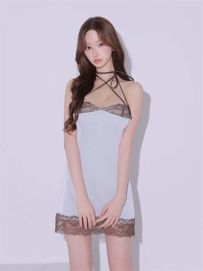 ROBE de FLEURS anier.ROBE ローブドフルール アニエルローブ Jade Satin Lace Trim Dress fm-anier4096-c